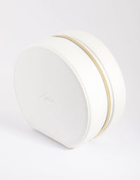 White Faux Leather Mirror Travel Jewellery Box - link has visual effect only