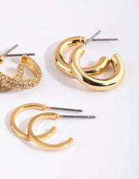 Gold Plated Diamante Hoop Earring Pack - link has visual effect only