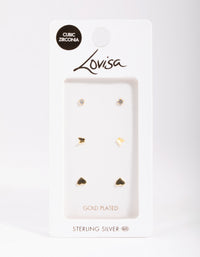 Gold Plated Sterling Silver Heart & Butterfly Stud Earring Pack - link has visual effect only