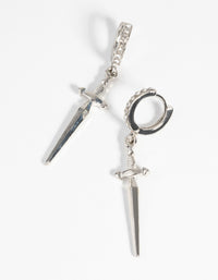 Silver Dagger Huggie Hoop Earrings - link has visual effect only