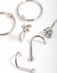 Surgical Steel Flower Nose Stud & Ring 6-Pack - link has visual effect only