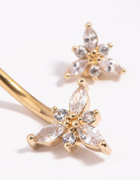 Gold Plated Surgical Steel Flower Belly Bar - link has visual effect only