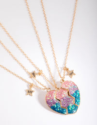 Kids Glitter Heart Best Friend Necklace Pack - link has visual effect only