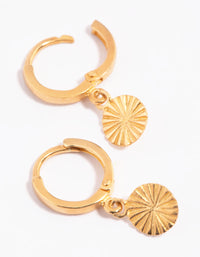 Gold Plated Sterling Silver Etched Huggie Hoop Earrings - link has visual effect only