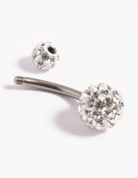 Titanium Pave Ball Belly Bar - link has visual effect only