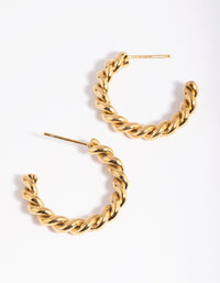 Gold Plated Stainless Steel Twisted Hoop Earrings - link has visual effect only