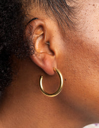 Waterproof Gold Plated Stainless Steel Hoop Earrings - link has visual effect only