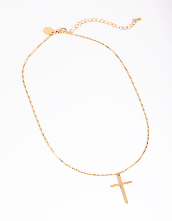 Waterproof Gold Plated Stainless Steel Cross Necklace