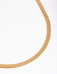 Waterproof Gold Plated Stainless Steel Herringbone Necklace - link has visual effect only