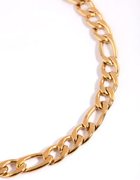 Waterproof Gold Plated Stainless Steel Figaro Bracelet - link has visual effect only