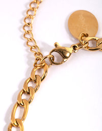 Waterproof Gold Plated Stainless Steel Figaro Bracelet - link has visual effect only