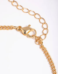 Gold Plated Figaro & Freshwater Pearl Anklet Set - link has visual effect only