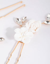 White Flower Hair Pin Pack - link has visual effect only