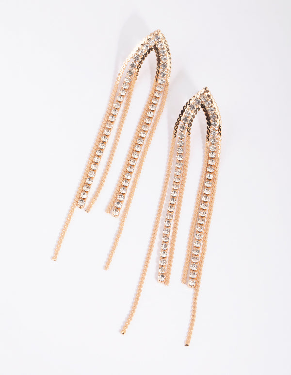 Gold Diamante Drop Earrings