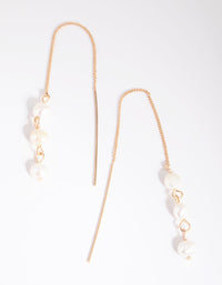 Gold Pearl Thread Through Earrings - link has visual effect only