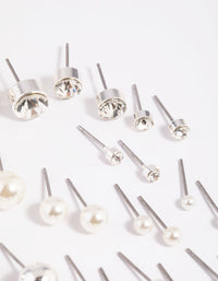 Silver Pearl Stud Earring 12-Pack - link has visual effect only