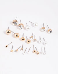 Gold Pearl Stud Earring 12-Pack - link has visual effect only