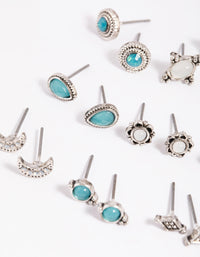 Antique Silver Moon Stud Earring 12-Pack - link has visual effect only