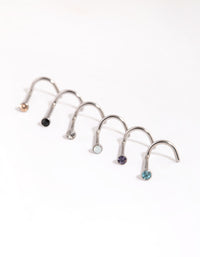 Surgical Steel Frosty Nose Stud 6-Pack - link has visual effect only