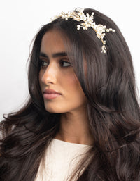 Gold Flower & Leaf Headband - link has visual effect only