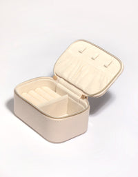 Cream Faux Leather Rectangle Jewellery Box - link has visual effect only