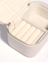 Cream Faux Leather Rectangle Jewellery Box - link has visual effect only