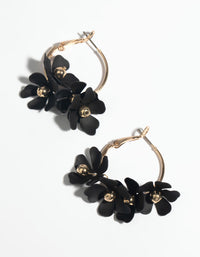 Black Flower Hoop Earrings - link has visual effect only