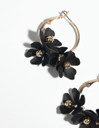 Black Flower Hoop Earrings - link has visual effect only