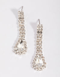 Silver Teardrop Diamante Statement Necklace & Earrings Set - link has visual effect only