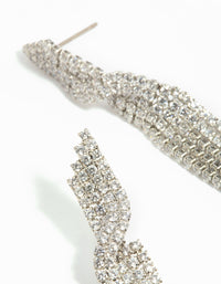 Rhodium Cubic Zirconia Twisted Drop Earrings - link has visual effect only