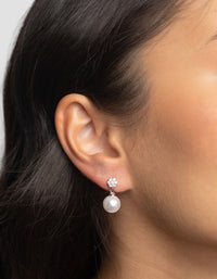 Silver Cubic Zirconia Pearl Drop Earrings - link has visual effect only