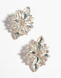 Rose Gold Navette Diamante Stud Earrings - link has visual effect only