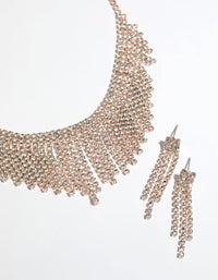 Rose Gold Diamante Necklace & Earrings Set - link has visual effect only