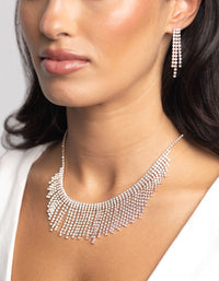 Rose Gold Diamante Necklace & Earrings Set - link has visual effect only