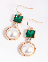 Green Pearl Drop Earrings - link has visual effect only