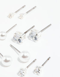 Silver Diamante Stud Earring 5-Pack - link has visual effect only