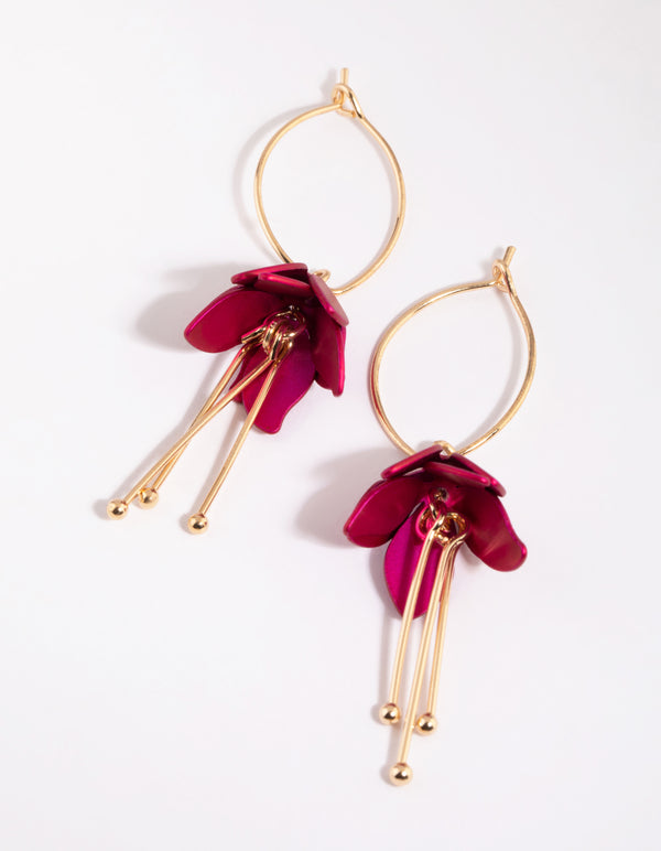 Fuchsia Flower Drop Earrings