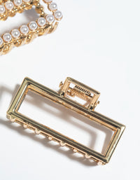 Gold Mini Pearl Rectangular Claw Clip Pack - link has visual effect only