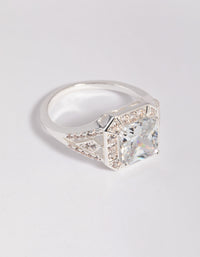 Silver Cubic Zirconia Cushion Ring - link has visual effect only