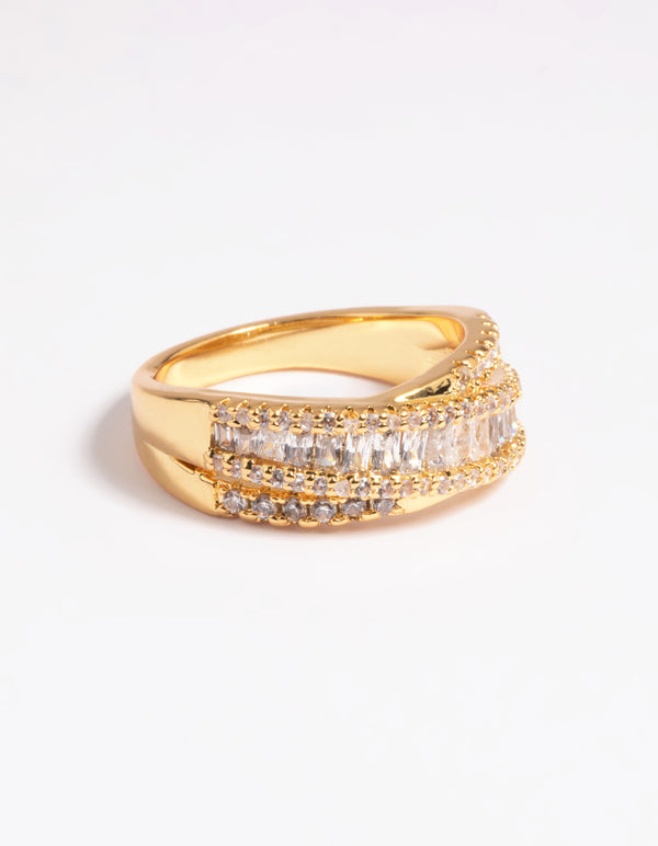 Gold Plated Cubic Zirconia Baguette Ring