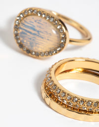 Gold Semi-Precious Stone Diamante Ring - link has visual effect only