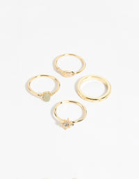 Gold Plated Semi-Precious Stone Ring Pack - link has visual effect only