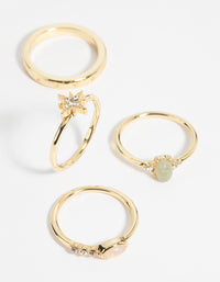 Gold Plated Semi-Precious Stone Ring Pack - link has visual effect only