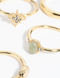 Gold Plated Semi-Precious Stone Ring Pack - link has visual effect only