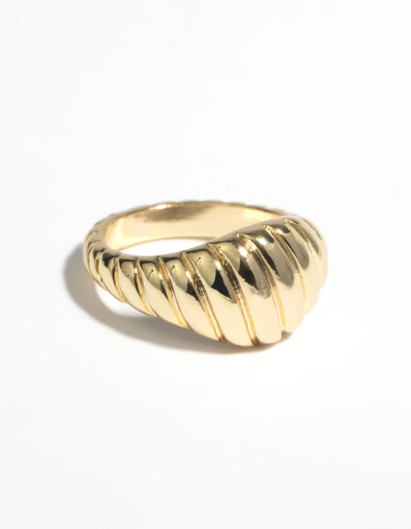 Gold RIbbed Ring