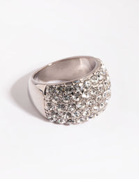 Rhodium Diamante Dome Ring - link has visual effect only