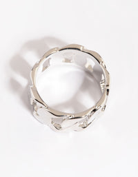 Rhodium Chain Link Ring - link has visual effect only