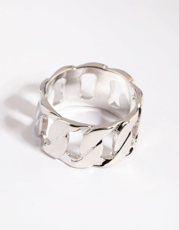 Rhodium Chain Link Ring