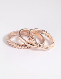 Rose Gold Chain Link Ring Stack Pack - link has visual effect only