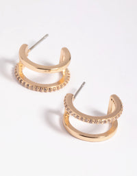 Gold Cubic Zirconia Hoop Earrings - link has visual effect only